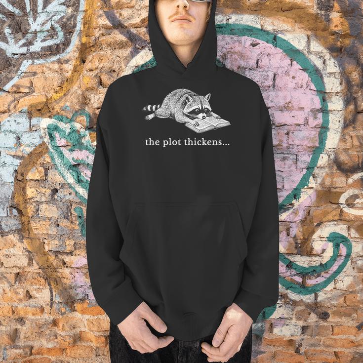 The Plot Thickens Raccoon Book Lover Men Hoodie
