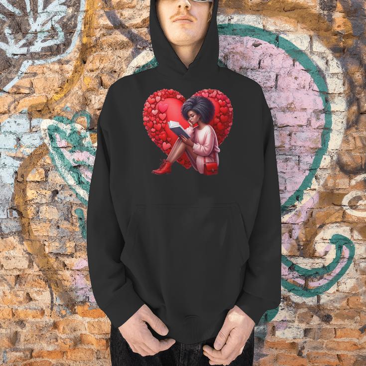 Pretty Girl With Book And Hearts For Valentine's Day Men Hoodie