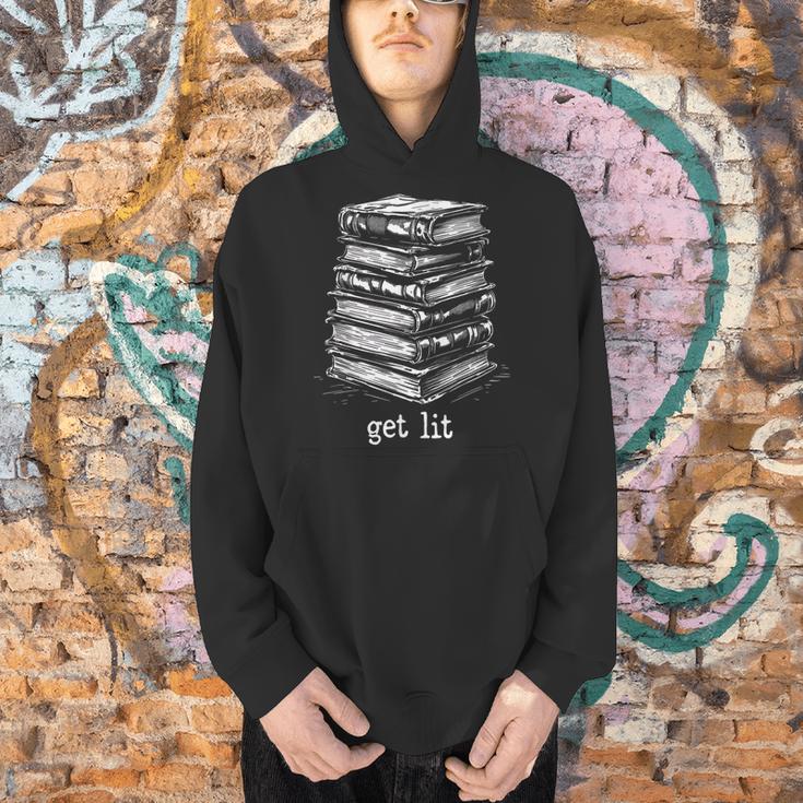 Quirky Book Nerd Get Lit Humor Bookworm Classic Distressed Men Hoodie
