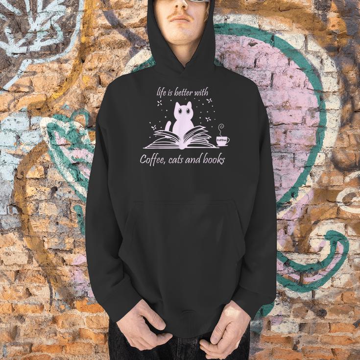 Quote With Coffee Cats And Book Reading Men Hoodie Quote With Coffee Cats And Book Reading Men Hoodie