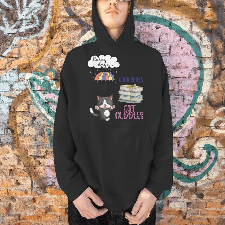 Rain Drops Rainy Days Umbrella Good Books Cute Cat Cuddles For Men Women Men Hoodie