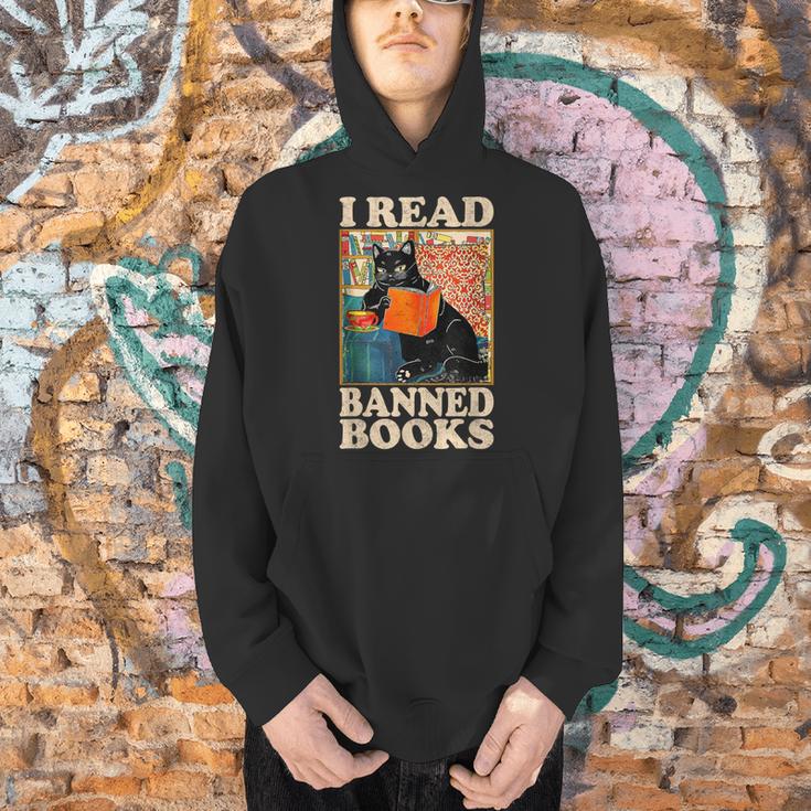 I Read Banned Books Cat Reader Bookworm Men Hoodie