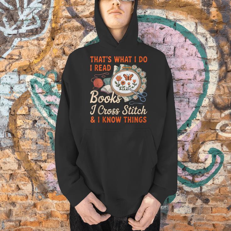 Read Books I Cross Stitch Sewing Stitcher Quilt Cross Stitch Men Hoodie
