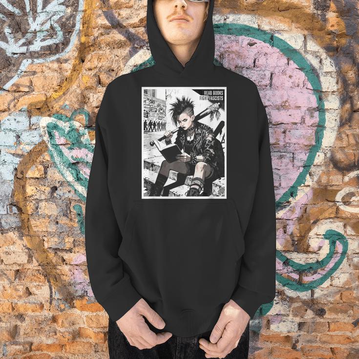Read Books Fight Fascists Punk Girl Men Hoodie Read Books Fight Fascists Punk Girl Men Hoodie
