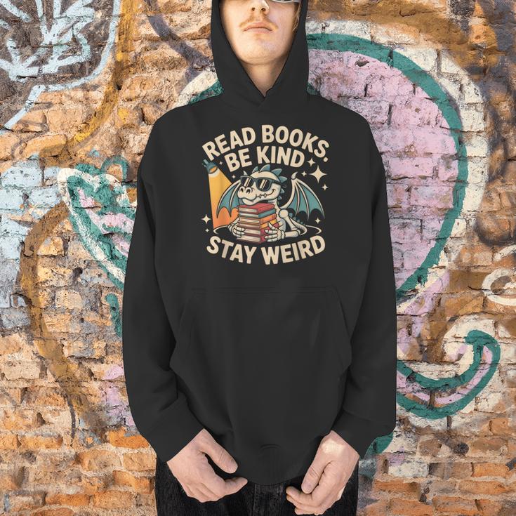 Read Books Be Kind Stay Weird Book Dragon Skeleton Reading Men Hoodie Read Books Be Kind Stay Weird Book Dragon Skeleton Reading Men Hoodie