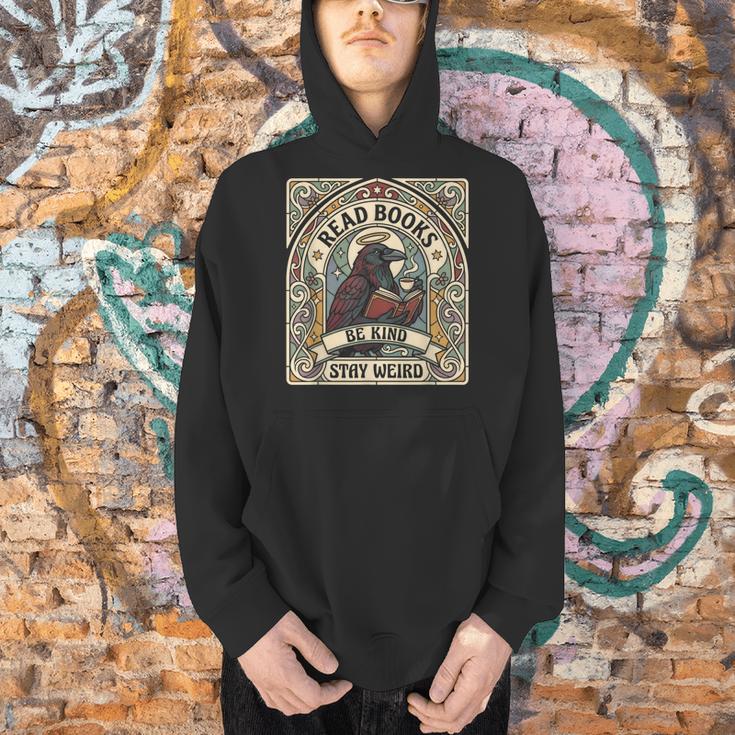 Read Books Be Kind Stay Weird Raven Tarot Reading Coffee Men Hoodie