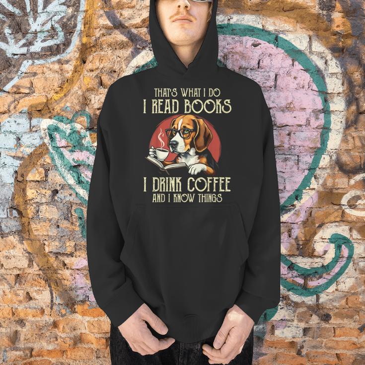i Read Books And i Know Things Beagle Dog Reading Coffee Men Hoodie