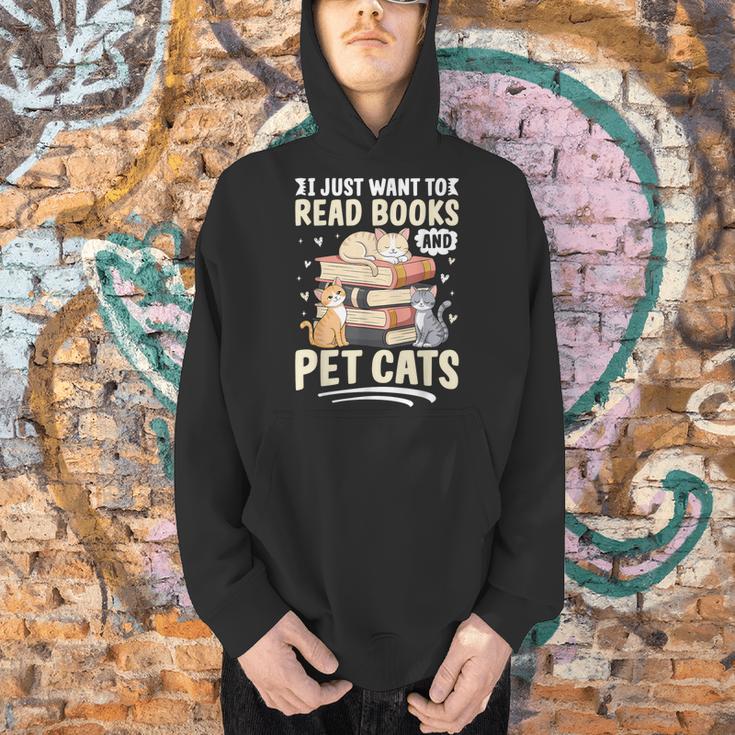 Read Books And Pet Cats Cat Lover Women Girls Kids Men Hoodie