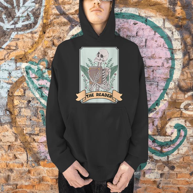 The Reader Tarot Card Skeleton With Book Lover Bookworm Men Hoodie