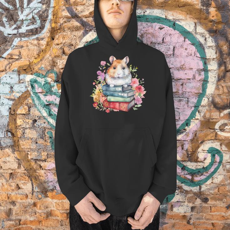 Reading Books Booklover Hamster And Watercolor Books Men Hoodie