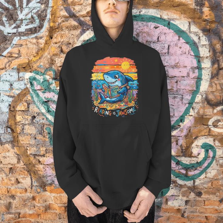 Reading Is Jawsome Shark Book Lover Ocean Tales Men Hoodie Reading Is Jawsome Shark Book Lover Ocean Tales Men Hoodie