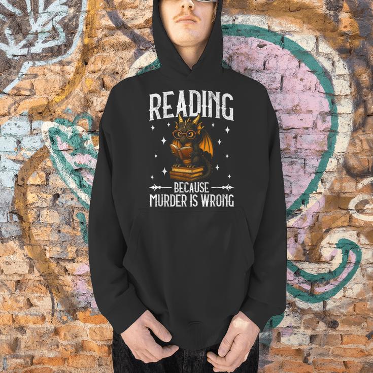 Reading Makes Me Feel Less Murdery Book Dragon Men Hoodie