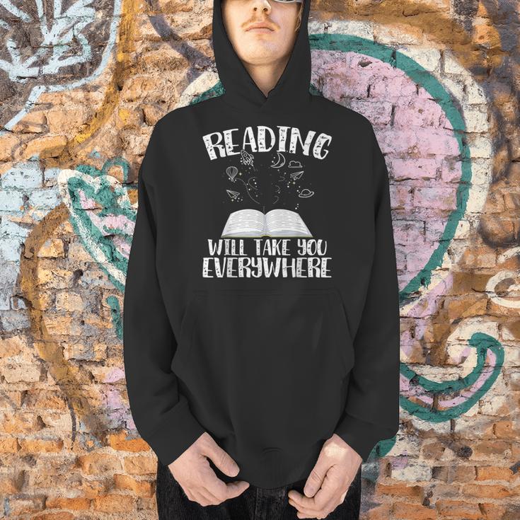 Reading Will Take You Everywhere Book Nerd Readers Sarcastic Men Hoodie