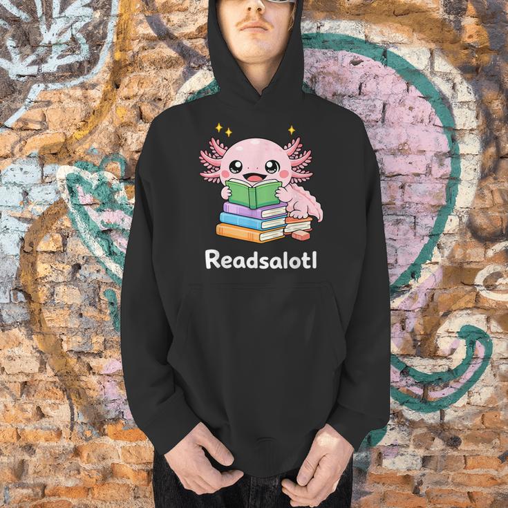 Readsalotl Axolotl Book Reading Men Hoodie