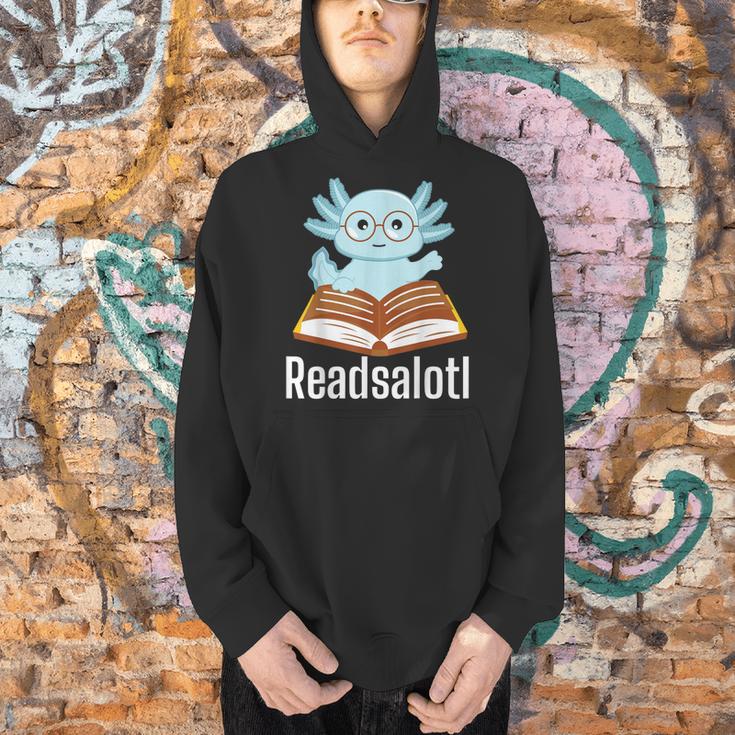 Readsalotl Axolotl Reading Cute Book Lover Bookworm Men Hoodie