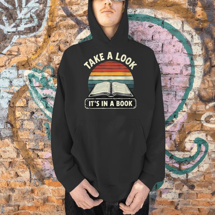 Retro Take A Look It's In A Book Reading Men Hoodie Retro Take A Look It's In A Book Reading Men Hoodie