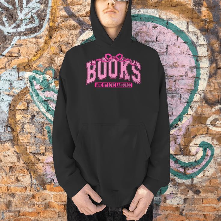 Retro Pink Coquette Bow Valentine Book Lover Varsity Men Hoodie