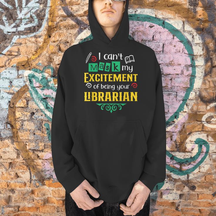 School Librarian Assistant Mask Book Reading Library Men Hoodie