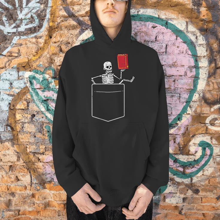 Skeleton Books Read Book Reading Librarian Across America Men Hoodie