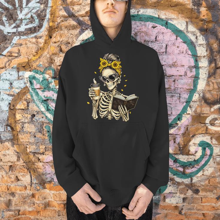 Skeleton Girl Drinking Coffee Bow Sunflower Book Lover Men Hoodie Skeleton Girl Drinking Coffee Bow Sunflower Book Lover Men Hoodie