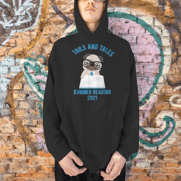 Tails And Tales Summer Reading 2021 Pug Dog Book Lovers Men Women Men Hoodie