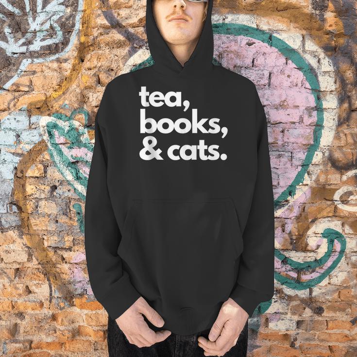 Tea Books And Cats Cat Mom Mum Mama Dad Reading Lover Book Men Hoodie