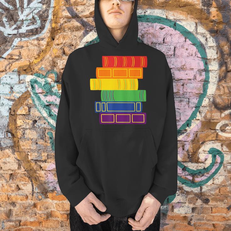 Threadless Grey Sky Chai Rainbow Book Pride Stack Graphic Men Hoodie Threadless Grey Sky Chai Rainbow Book Pride Stack Graphic Men Hoodie