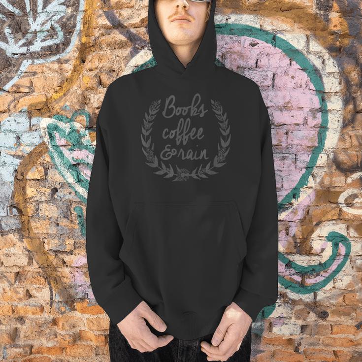 Trendy Books Coffee And Rain Floral V2 Men Hoodie
