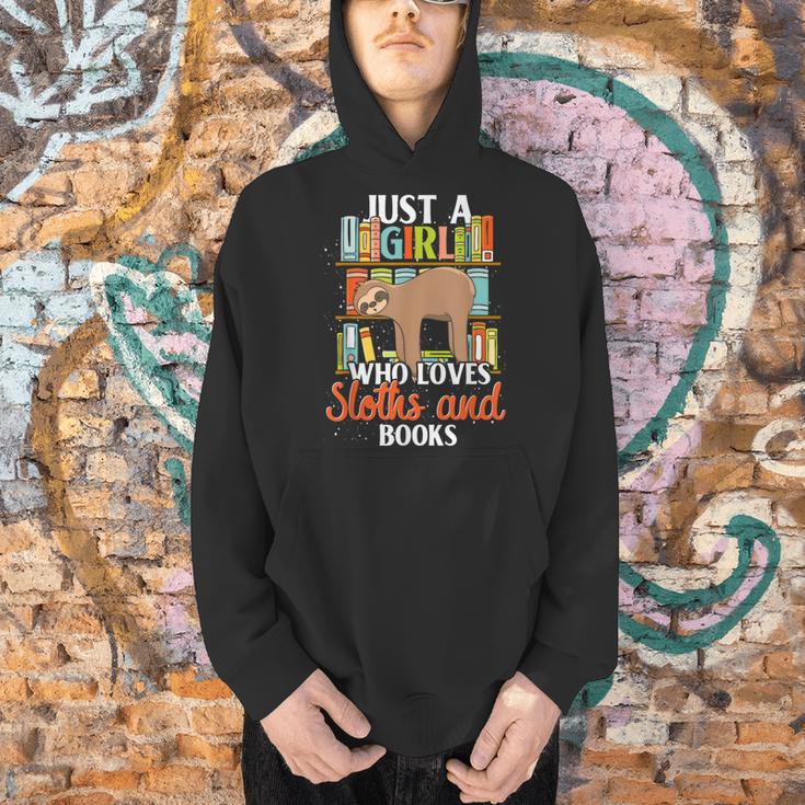 Tropical Zoo Animal Books Reading Sleeping Sloth Girl Men Hoodie