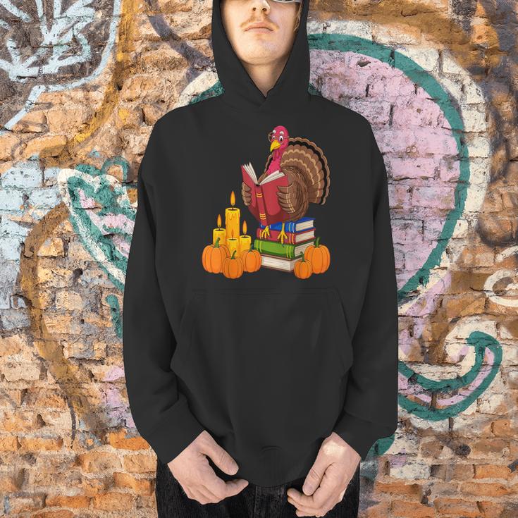 Turkey Reading Books Fall Thanksgiving Teacher Book Men Hoodie Turkey Reading Books Fall Thanksgiving Teacher Book Men Hoodie