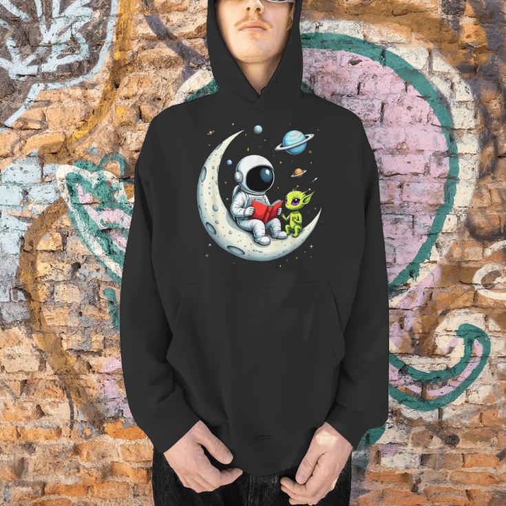 UFO Alien Astronaut Reading Book In Space Men Hoodie UFO Alien Astronaut Reading Book In Space Men Hoodie
