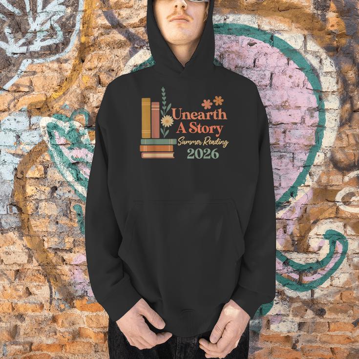 Unearth a Story Summer Reading 2026 Library Teachers Book Men Hoodie