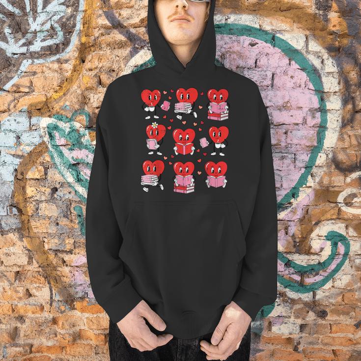 Valentines Day Librarian Heart Reading Book Women Men Kids Men Hoodie