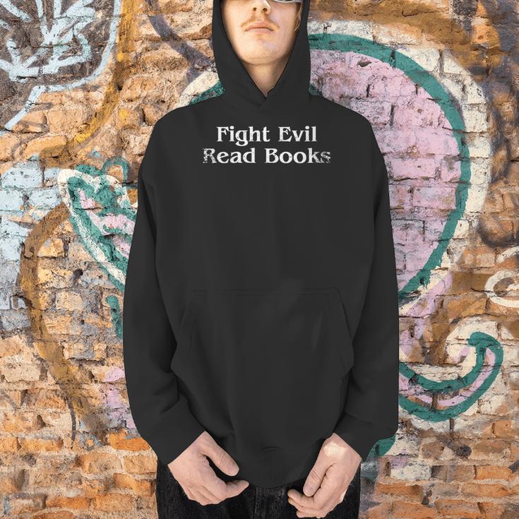 Vintage Fight Evil Read Books Retro Goth Emo Punk Gothic Men Hoodie