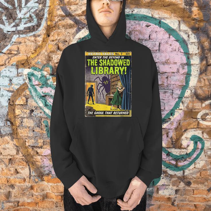 Vintage Horror Comic Book Cover Shadowed Library Zombie Men Hoodie Vintage Horror Comic Book Cover Shadowed Library Zombie Men Hoodie
