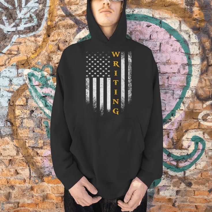 Vintage USA American Flag Writing Book Write Writer Women Kids Men Men Hoodie