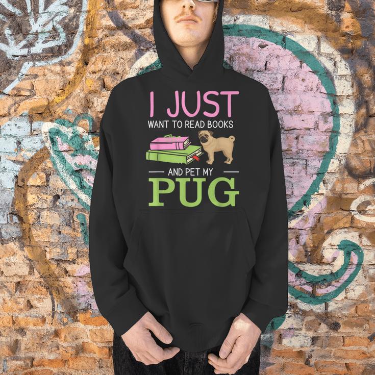 Want To Read Books Pet My Pug Dog Lover Pug Owner Men Hoodie