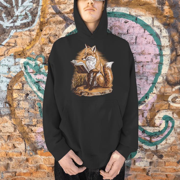 Wise Fox Reading A Book In Glasses Men Hoodie