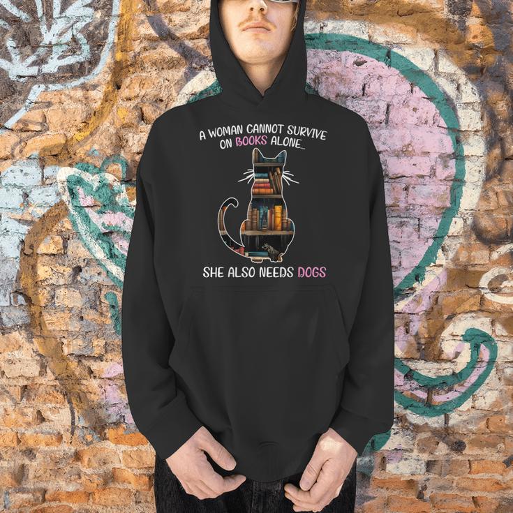 A Woman Cannot Survive On Books Alone She Also Needs CAT Men Hoodie