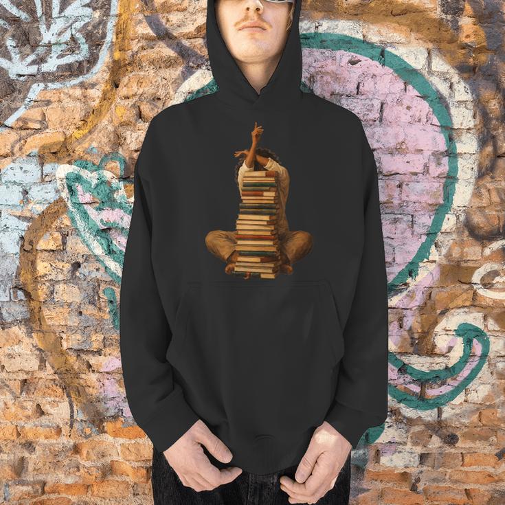 Woman Reading Book Stack Afro Girl Book Melanin Reader Men Hoodie