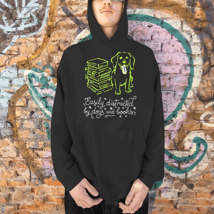 Women's Distracted By Books And Dogs Reader Graphic Men Hoodie