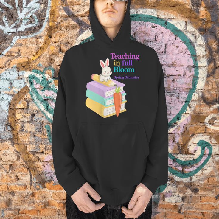 Women's Teaching Spring Semester Bunny Books Pencil Classroom Men Hoodie