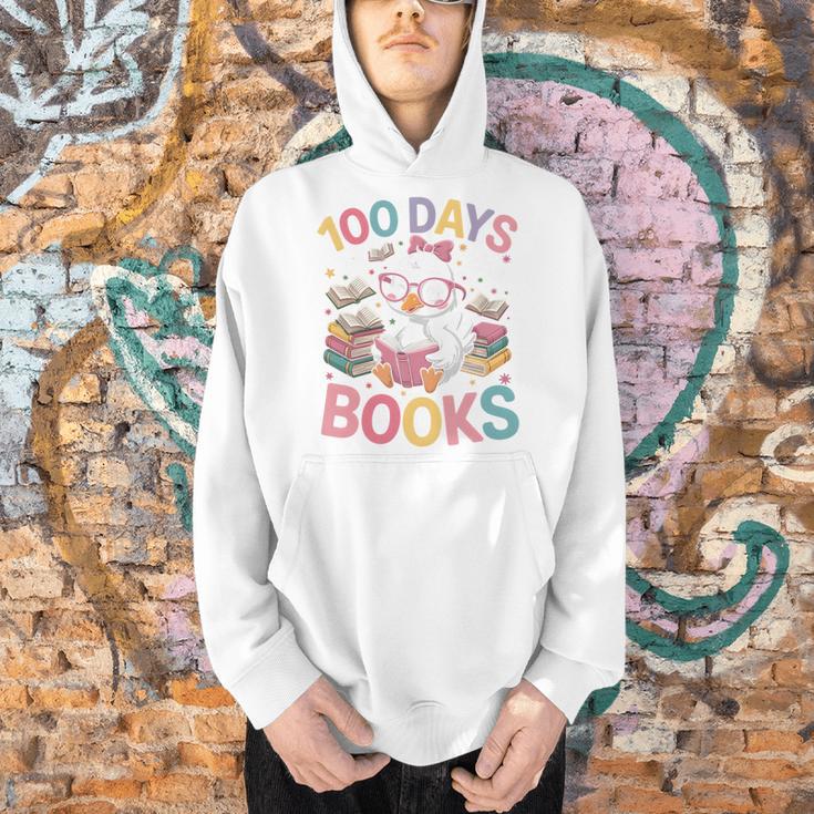 100 Days In The Books Goose Reading 100th Day Of School Men Hoodie
