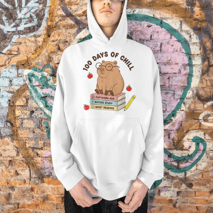 100 Days Of Chill Cute Capybara School Book Lover Men Hoodie 100 Days Of Chill Cute Capybara School Book Lover Men Hoodie