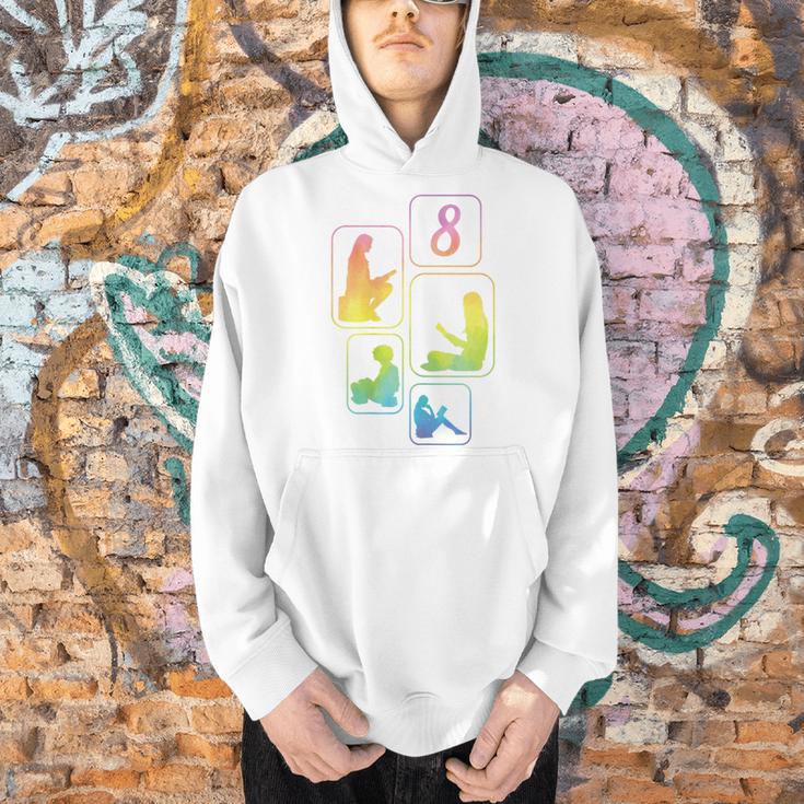 8th Birthday Book Reading Bookworm Book Lover Girls Men Hoodie