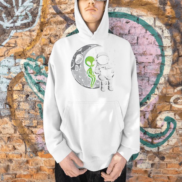 Astronaut Reading Book To Alien Moon Space Women Kids Men Premium Tri-Blend Men Hoodie