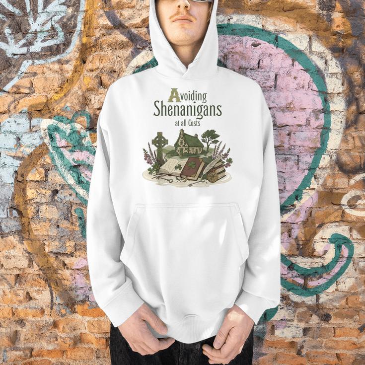 Avoiding Shenanigans Irish St Patricks Day Book Reader Men Hoodie Avoiding Shenanigans Irish St Patricks Day Book Reader Men Hoodie