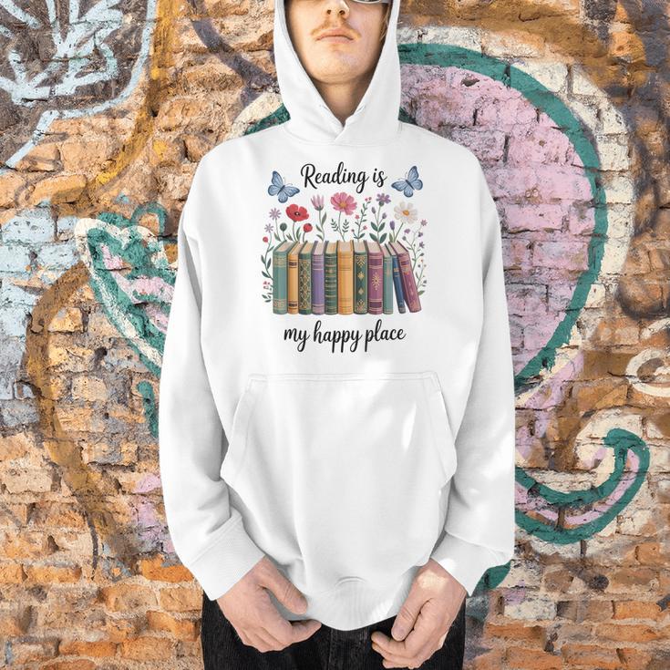 Book Lover Floral Reading Is My Happy Place Men Hoodie Book Lover Floral Reading Is My Happy Place Men Hoodie