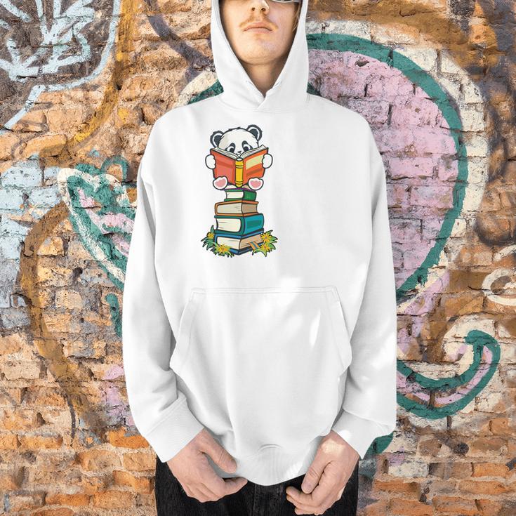 Book Lover Shirt Kids Panda Lover Book Reading Men Hoodie