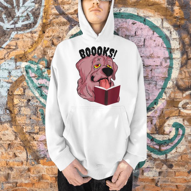 BOOOKS Zombie Dog Reading a Book Halloween Teacher For Men Women Kids Men Hoodie